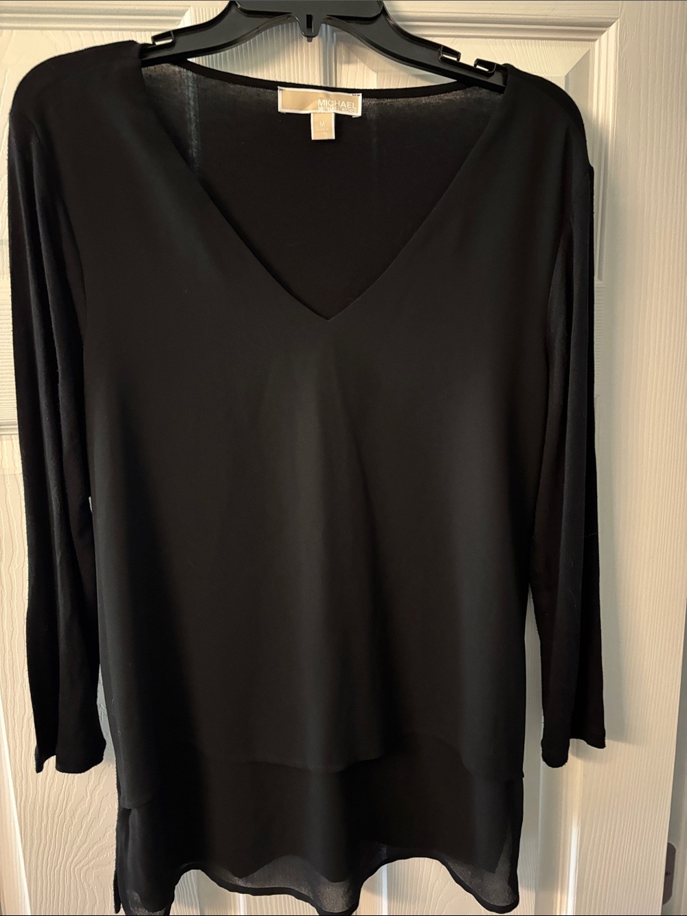 MICHAEL Michael Kors Black V-Neck Long Sleeve Layered Top